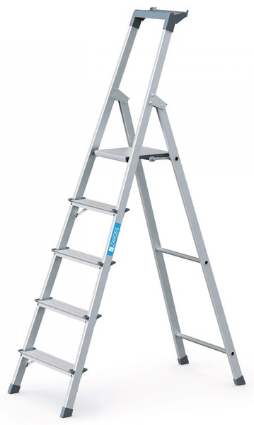 Scala a pioli Zarges in alluminio a 5 gradini, 1 lato, piattaforma H 1030 mm, 4,2 kg, montanti anodizzati - 44155