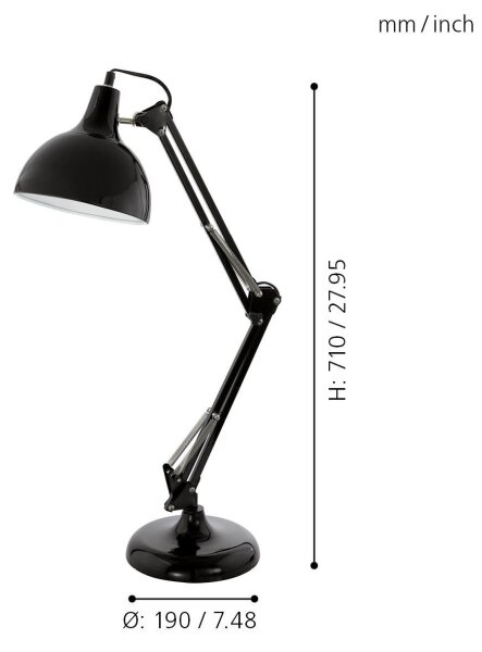Eglo 94697 - Lampada da tavolo BORGILLIO 1xE27/40W/230V