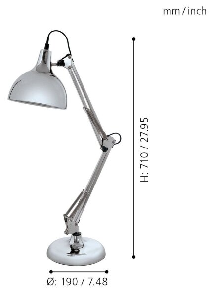 Eglo 94702 - Lampada da tavolo BORGILLIO 1xE27/40W/230V