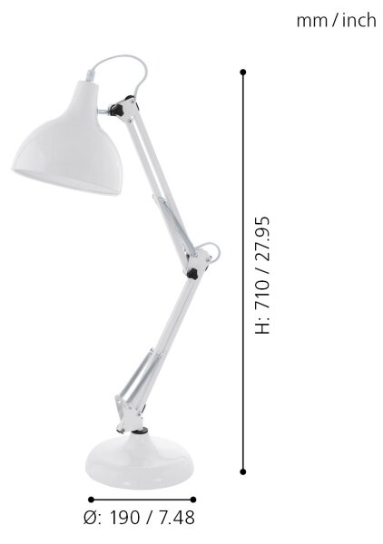 Eglo 94699 - Lampada da tavolo BORGILLIO 1xE27/40W/230V