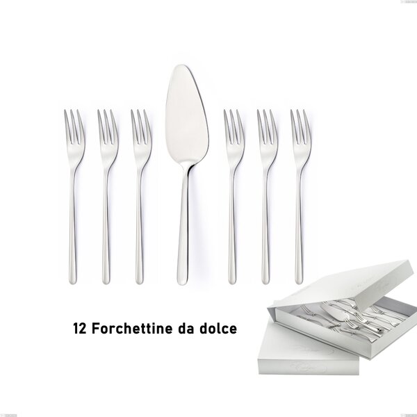 Confezione a libro 13 pezzi, forchettine pi� paletta dolce Venice, Acciaio inox 18/10 (AISI304), spessore 4.00 mm
