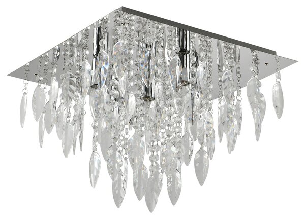 Lampadario CRIS 10.064.42.05.01 Ø42 cm, cromo lucido, trasparente con decorazioni