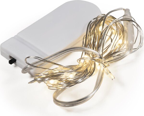 Catena luminosa a filo LED McShine "Micro", 20 LED, bianco caldo, funzionamento a batteria