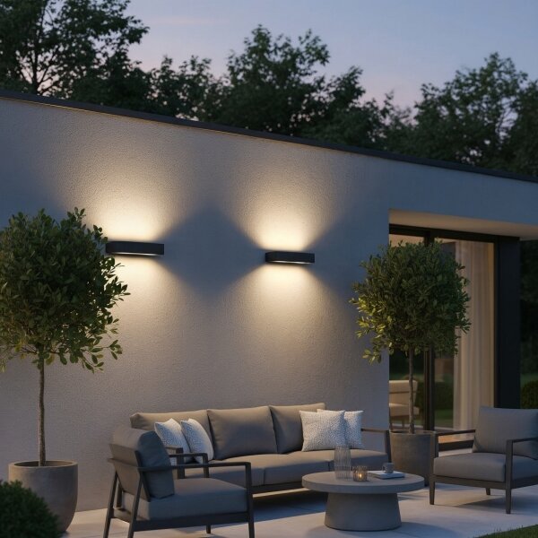 Ideal Lux - Applique da esterno ANDROMEDA 2xE27/60W/230V IP55 antracite