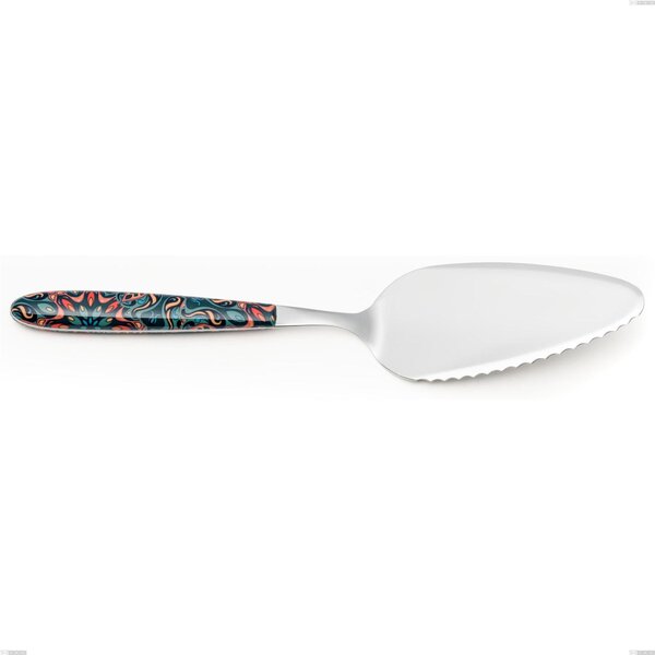 Pala torta vero damasco, acciaio 18.0 nickel free, manicatura pbt sublimato acciaio lucido, lunghezza 257 mm
