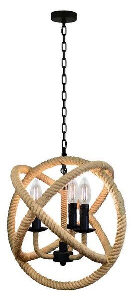 Lampadario a sospensione con catena ROPE GLOBO 3xE14/10W/230V