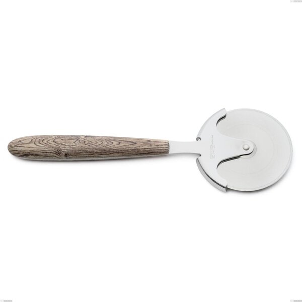 Rotella tagliapizza vero larice, acciaio 18.0 nickel free, manicatura pbt sublimato acciaio lucido, lunghezza 200 mm