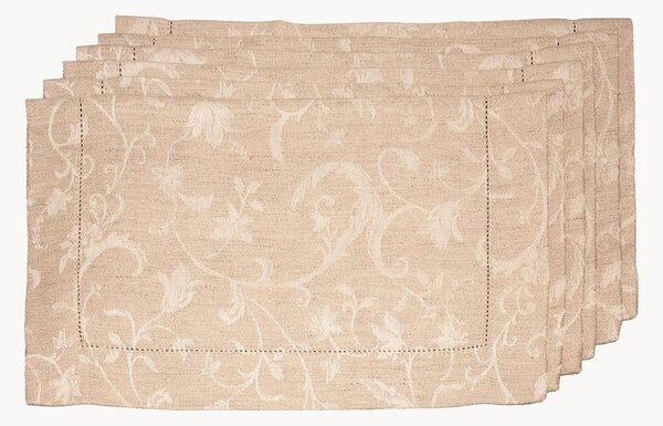 Set di 6 tovagliette americane in lino con bordino jacquard Minija