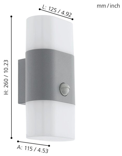 Eglo 97313 - Applique a LED da esterno con sensore FAVRIA 1 2xLED/5,5W/230V IP44