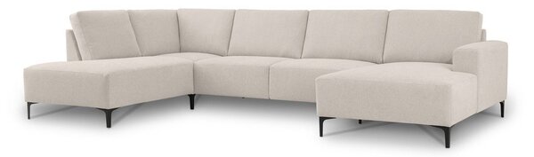 Divano angolare beige (con penisola a sinistra/a U) con rivestimento in ciniglia Fabian – Scandic