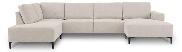 Divano angolare beige (con penisola a sinistra/a U) con rivestimento in ciniglia Fabian – Scandic