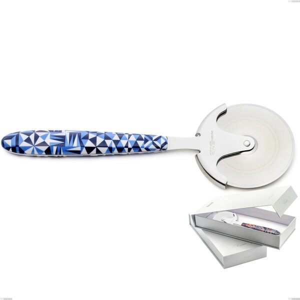 Confezione a libro 1 rotella tagliapizza vero triangle, acciaio 18.0 nickel free, manicatura pbt sublimato acciaio lucido