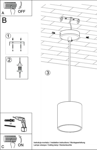 Lampadario a sospensione con filo ORBIS 1 1xGU10/40W/230V nero