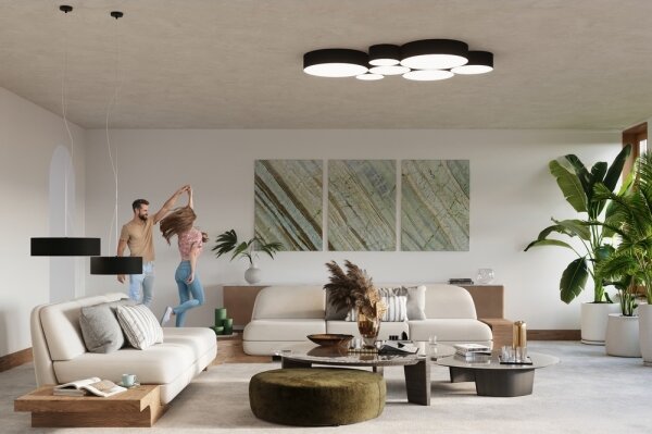 Lampadario a sospensione con filo ARENA 35 2xE27/60W/230V nero