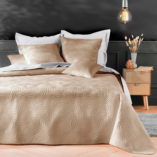 Set con copriletto e federa beige in velluto 220x240 cm Solange – douceur d'intérieur