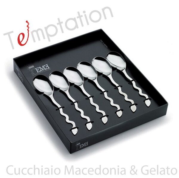 Cucchiaino da Macedonia 6 pezzi 140 mm Temptation in acciaio inox 18/10 lucidato a specchio spessore 2 mm