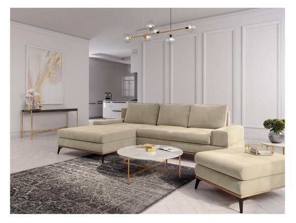 Divano letto angolare beige, angolo sinistro Planet - Windsor & Co Sofas