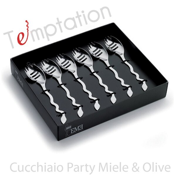 Cucchiaino Miele Olive 6 pezzi Temptation in acciaio inox 1810 lucidato a specchio spessore 2 mm