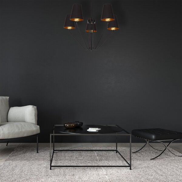 Lampadario a sospensione con supporto rigido VICTORIA 5xE27/60W/230V nero