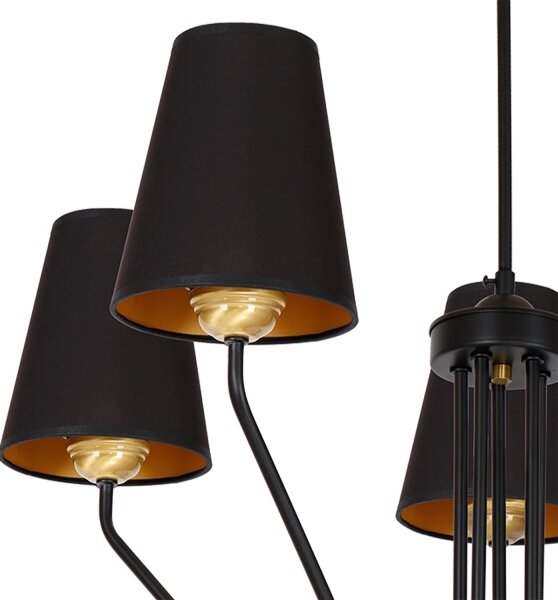 Lampadario a sospensione con supporto rigido VICTORIA 5xE27/60W/230V nero