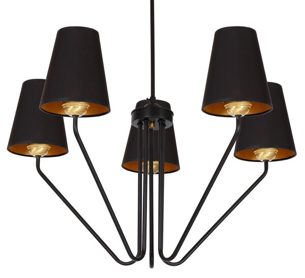 Lampadario a sospensione con supporto rigido VICTORIA 5xE27/60W/230V nero