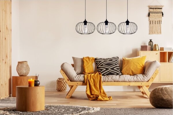Lampadario a sospensione con filo BOCCA 3xE27/60W/230V