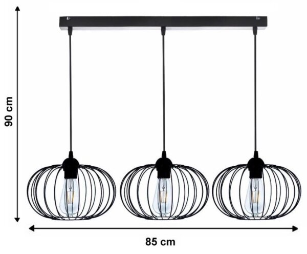 Lampadario a sospensione con filo BOCCA 3xE27/60W/230V