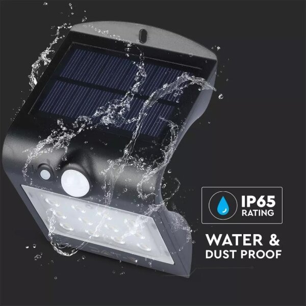 Applique a LED solare con sensore LED/1.5W/3,7V IP65 nero