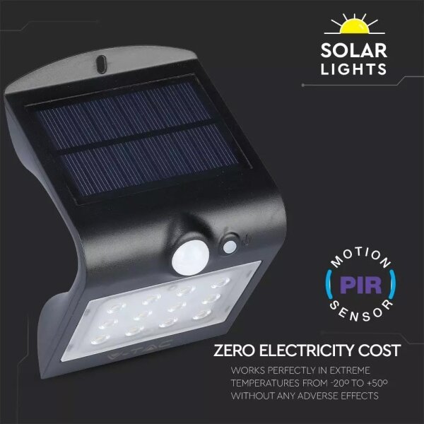 Applique a LED solare con sensore LED/1.5W/3,7V IP65 nero