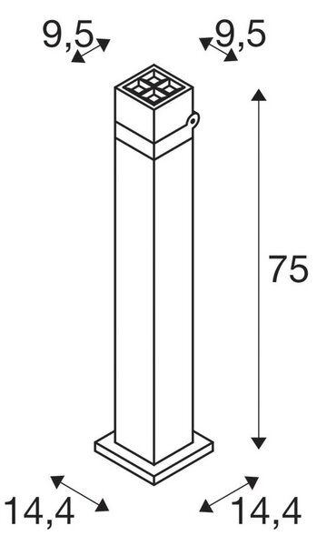 SLV Lampione a LED S-Cube 75, antracite, alluminio, altezza 75 cm