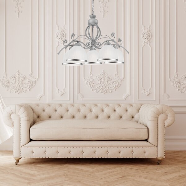 Lampadario a catena RETRO II 5xE27/60W/230V argento