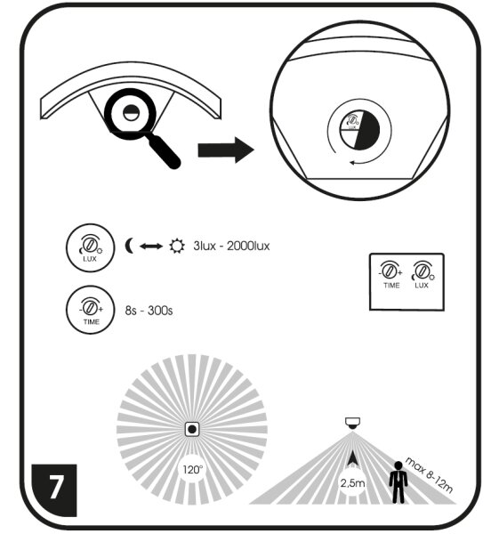 Ecolite Z1107/PIR-CR - Applique a LED da esterno con sensore STYL LED/8W/230V IP44