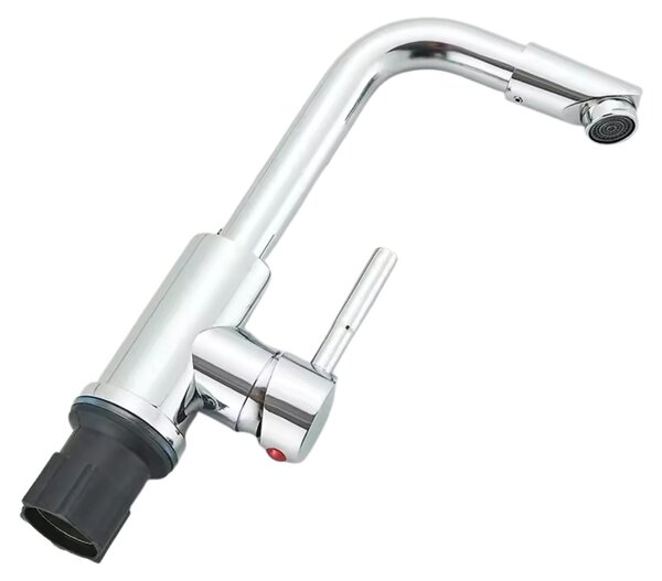 Rubinetto per lavabo, con beccuccio girevole a 360°, compatibile con acqua calda e fredda, finitura in nichel spazzolato, finitura in nichel spazzolato