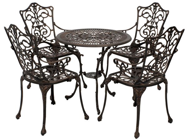 Set da giardino 5 pezzi in stile Art Nouveau, finitura bronzo anticato