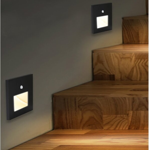 Emithor 70418 - Lampada LED per scale SUNNY LED/1W/230V nera con sensore
