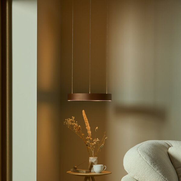 Lampada a sospensione LOOM DESIGN, Velora, dimmerabile, Marrone / Ruggine, Soggiorno, Alluminio, Moderno