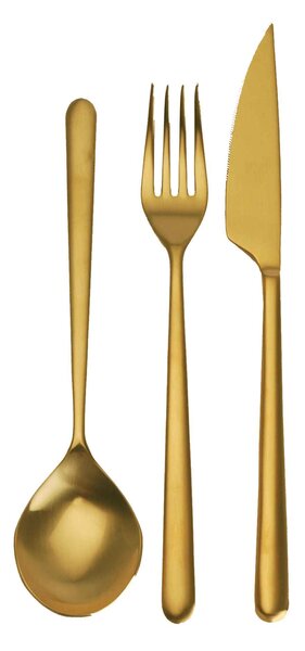 Servizio servire 3 pezzi linea ice oro Linea Ice Oro in Acciaio Inossidabile, colore Oro Satinato, Lavorazione della supperficie con impiantazione di Titanio PVD