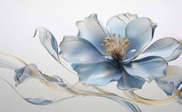 Carta da parati Grande fiore astratto sulla parete in tonalità blu, Carta da parati Floreale, Carta da parati Fiori grandi, w08902 : Uwalls.it