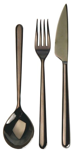 Servizio servire 3pezzi linea oro nero Linea Oro Nero in Acciaio Inossidabile, colore Canna di Fucile, Lavorazione della supperficie con impiantazione di Titanio PVD