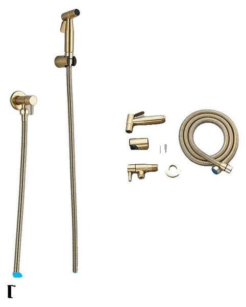Rubinetto per bidet, da montare a parete, con un solo ingresso per acqua fredda, finitura oro spazzolato, tipo A. Finitura oro spazzolato, tipo A