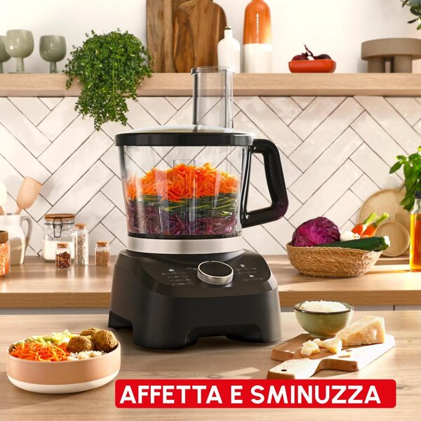 Moulinex Robot da Cucina Multifunzione Capacit Ciotola 3 Litri Potenza 1000 Watt Funzione PULSE colore Nero - FP8318F0 Double Force