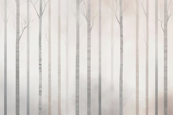 Carta da parati Gruppo di alberi nella nebbia, Carta da parati Foresta Betulle, Carta da parati popolare, w03386v1 - Tapeko.it