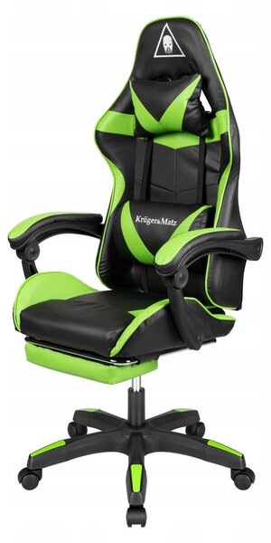 Kruger&Matz KM0790 Sedia da gioco con poggiapiedi GX-150, nera e verde