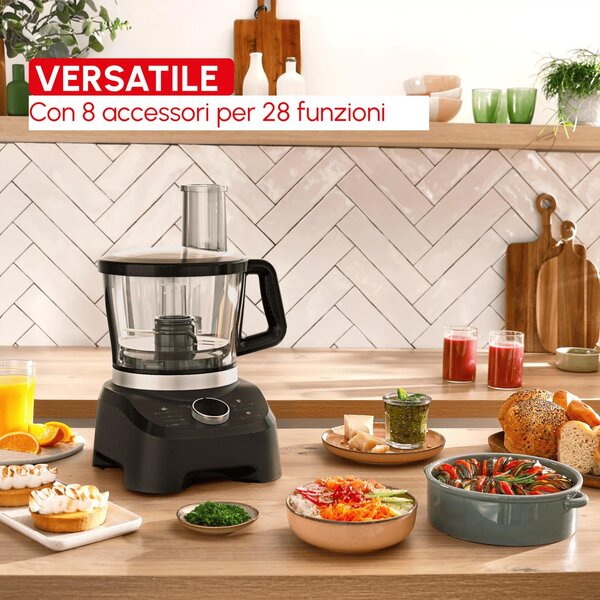 Moulinex Robot da Cucina Multifunzione Capacit Ciotola 3 Litri Potenza 1000 Watt Funzione PULSE colore Nero - FP8318F0 Double Force