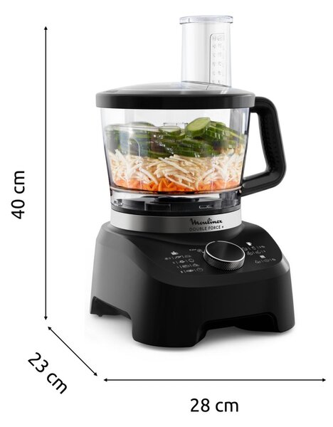 Moulinex Robot da Cucina Multifunzione Capacit Ciotola 3 Litri Potenza 1000 Watt Funzione PULSE colore Nero - FP8318F0 Double Force