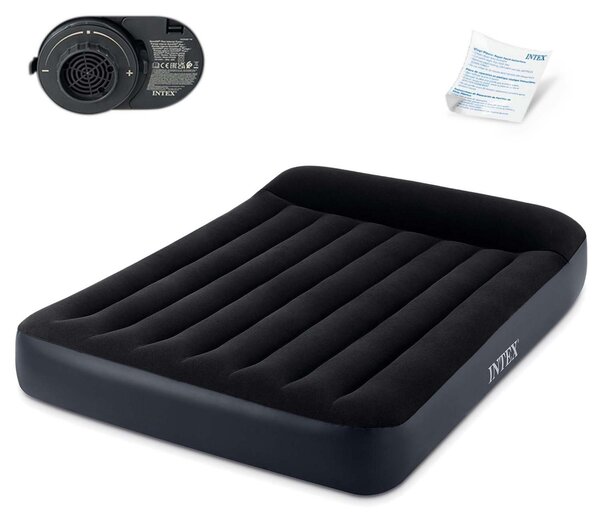 Materasso gonfiabile 203x152 cm con pompa, rivestito in velluto, marca INTEX, modello 64150ND