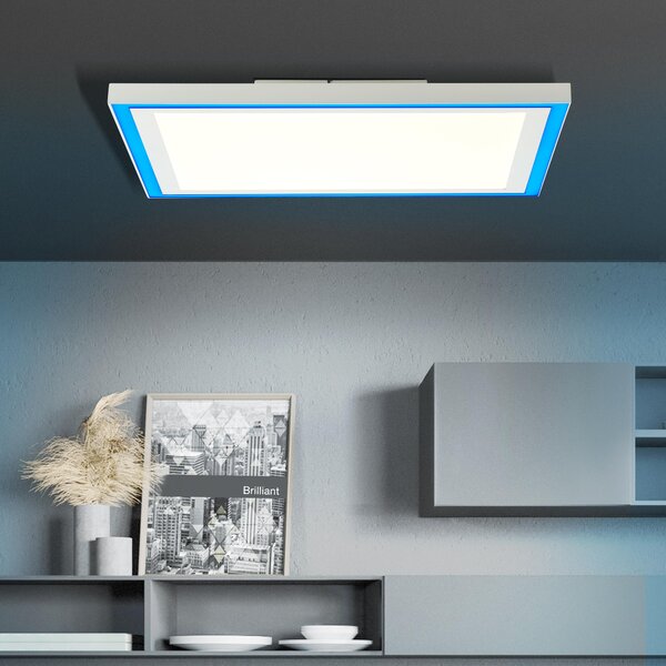 BRILLANTE pannello LED moderno a superficie LANETTE | 40x40cm | Lampada da soffitto dimmerabile con framelight RGB e telecomando | metallo/plastica