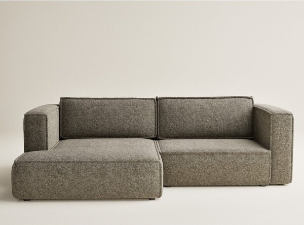 Divano angolare marrone allungabile/con contenitore (con penisola a sinistra/con chaise lounge) con rivestimento in ciniglia Velto – Maison de Rêve