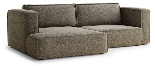 Divano angolare marrone allungabile/con contenitore (con penisola a sinistra/con chaise lounge) con rivestimento in ciniglia Velto – Maison de Rêve