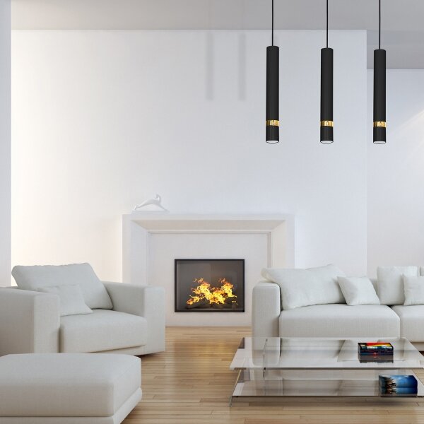 Lampadario a sospensione con cavo JOKER 3xGU10/25W/230V nero/oro